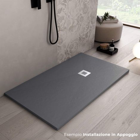 Piatto Doccia 80x140 cm in Pietra Bonussi Everest Antracite (1/5)