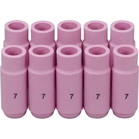 Buse en alumine et cuves céramiques pour soudure TIG Buses 10N47, 7 avec orifice de 11,0mm - Pour chalumeau de soudure TIG QQ300, PTA, DB, SR, WP 17, 18, 26 - Pack de 10 (1/5)