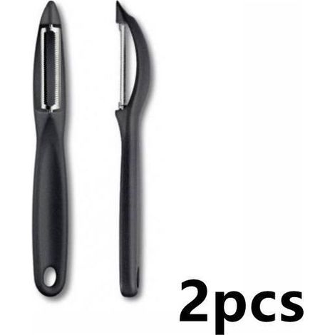 Sparschäler - Multifunktional - Schwarz - Edelstahl - Ergonomischer Griff - 2 Stück (1/5)