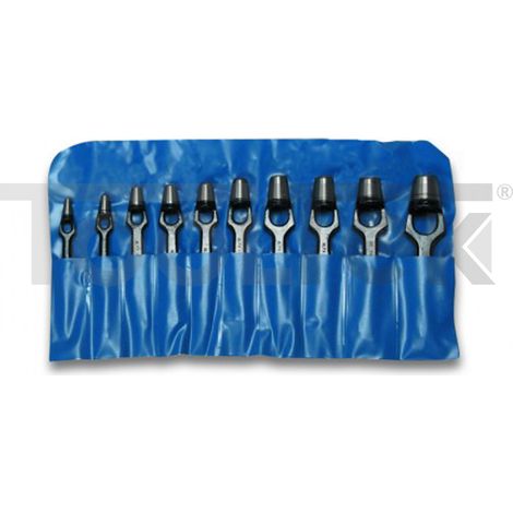 FUSTELLE IN ACCIAIO SET 10pz PUNZONI CUOIO STOFFA PLASTICA LEGNO ALFA (1/2)