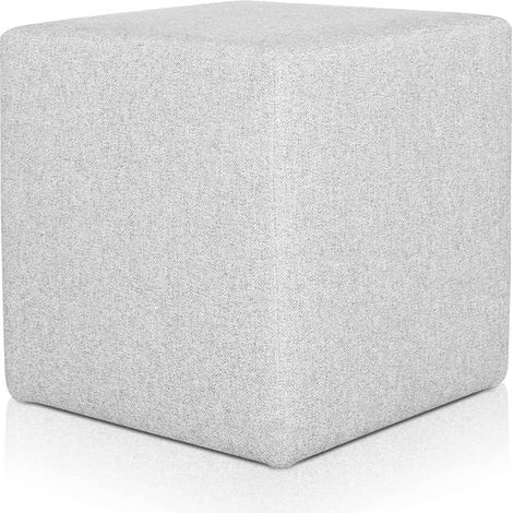 EVERGREENWEB Pouf poggiapiedi 43x43 cm per Divano Sgabello Cubo, tessuto Idrorepellente: Pouf design moderno per soggiorno camera da letto, Puff salotto, Pouffe Rubino GRIGIO (1/4)