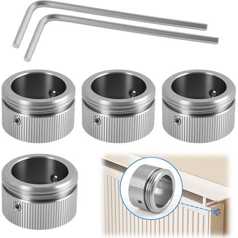 4PCS Radiator Thermostat Adapters, M30 x 1.5 Radiator Adapter, 304 Stainless Steel, Thermostatic Valve Adapter with Hex Key, Striped Thermostatic Valve Head (1/5)