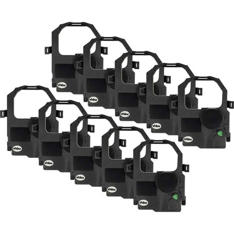 vhbw 10x Ribbon Cartridge compatible with Tally MIP 480, MIP48000-AA Dot Matrix, Receipt Printer - Black Ink Ribbon