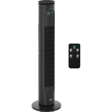 Ventilateur colonne silencieux avec télécommande, 3 vitesses, 3 modes, minuterie 10 h, oscillation à 70°, gris foncé