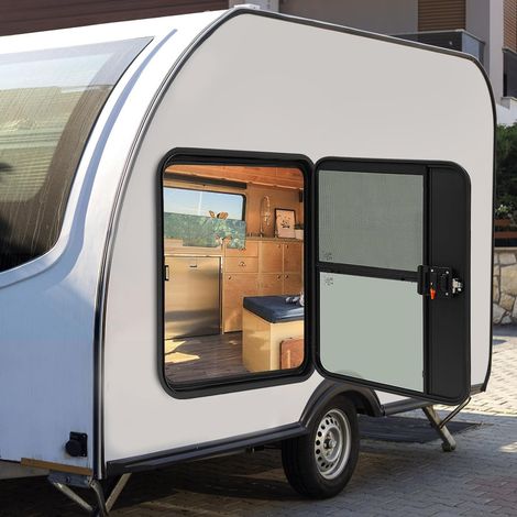 Eingangstür für Wohnwagen, Anhängereingangstür aus Aluminiumlegierung, Abschließbare Wohnmobil-Tür, RV-Tür für Wohnmobile, Anhänger, 66x91,4 cm, Schwarz (Links-Fahrerseite) (1/5)