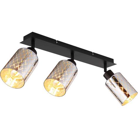 Deckenstrahler Deckenleuchte Deckenlampe verstellbar Glas verchromt L 47 cm