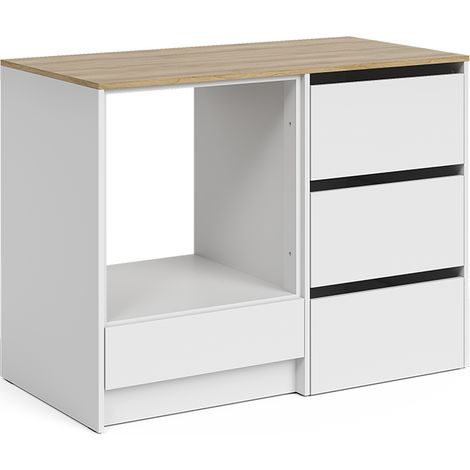 Mueble para horno Viktor, Blanco/Roble artesanal, 116.8 cm con 4 prácticos cajones, Vicco (1/5)