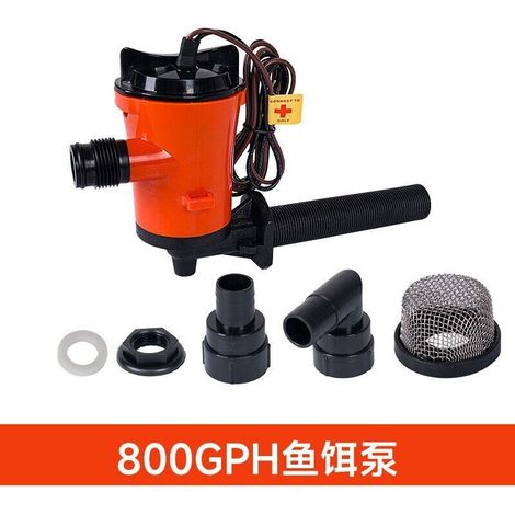 Pompe d'aération marine pour leurres, 600 GPH, pompe submersible CC pour aquarium, accessoires de pompe d'oxygénation pour poissons vivants, 12 V, 800 GPH1, pompe submersible CC 12 V, pompe d'aération (1/3)