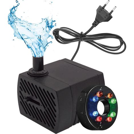 Pompe à eau Mini avec 8 LED et pompe à ventouse 280 L/h 4w 220V - 240V 50 / 60Hz quantité d'eau réglable 8 / 13mm pour petit aquarium, pompe à eau d'aquarium, jardin (1/5)