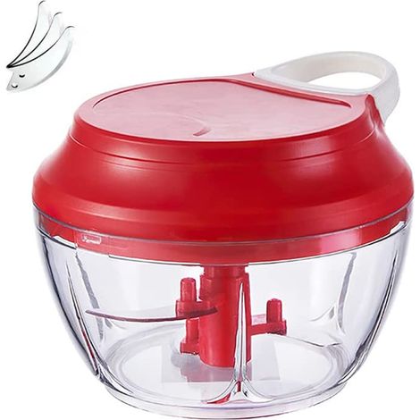 Hachoir Manuel À Légumes - 3 Lames Incurvées - Sans Électricité - Pour Ail Oignon Tomate Gingembre Herbes Fruits - Portable Et Lavable Au Lave-Vaisselle - 1 Pièce (1/5)