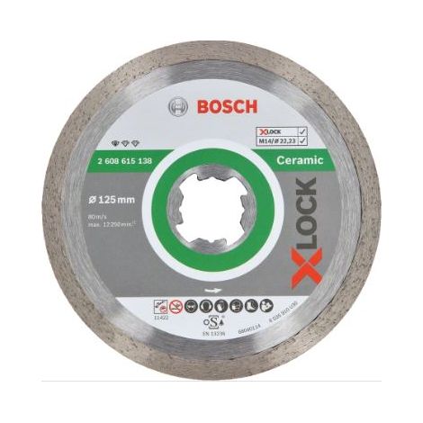 Bosch – Disque diamant pour meuleuse 125 mm – Alésage 22,23 mm – Coupe précise pour carrelage – Système X-LOCK – 2608615138 (1/10)