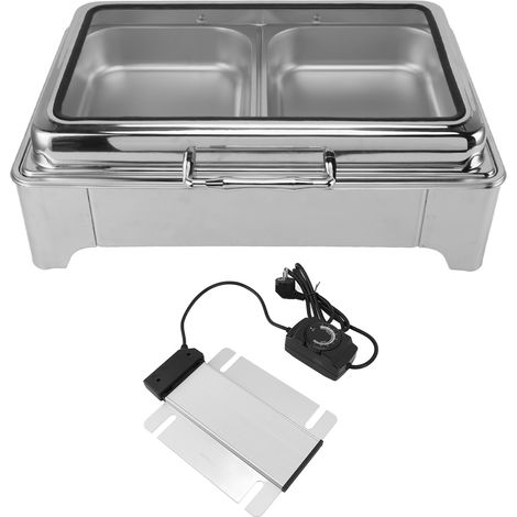 9L Chauffage Électrique Buffet Acier Inoxydable Contrôle Visuel Température Hôtels Restaurants Prise UE 220-240V 2 x 1/2-6.5 (1/5)