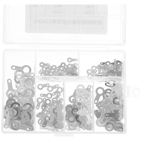 1 Schachtel/300 Stück einköpfige Kupferlöt-Flachscheiben M2,2–M6,2 für Instrumente und Geräte – 12,5 x 6,5 cm – Silber (1/4)