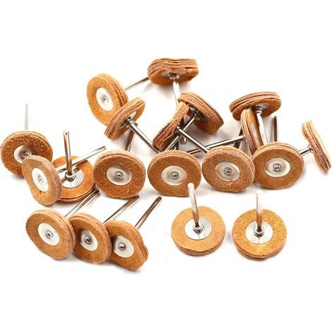 Lote de 20 discos abrasivos con vástago de 1/8 pulgada de cuero de vaca compatibles con accesorios Dremel, herramienta rotativa, herramienta para joyería (cuero de vaca) (1/5)
