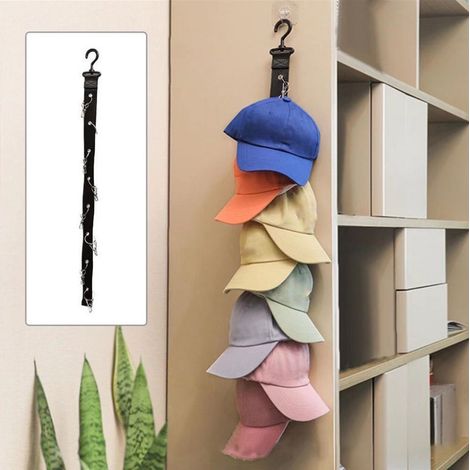 Porte-casquettes mural rotatif pour placard, organiseur de casquettes à suspendre, support de chapeaux réglable, rangement de casquettes de baseball, crochet de penderie, 1 pièce (1/5)