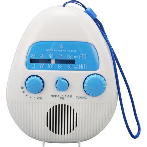 Radio de douche avec haut-parleur intégré, radio de salle de bain suspendue avec bouton rotatif pour un réglage facilité du volume. (1/5)