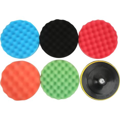 7Pcs Polishing Sponge Pads 7in for Washing Waxing Dusting Buffing with Electric Drill Adapter (1/5)