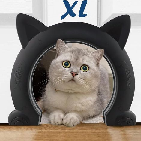 Grande porte intérieure pour chat et petit chien, couleur noire, taille XL, facile à installer, robuste et élégante (1/5)