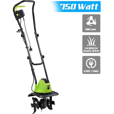 Motozappa 750W Elettrozappa Zappatrice Zappa Elettrica Larghezza Lavor lama 32cm (1/5)