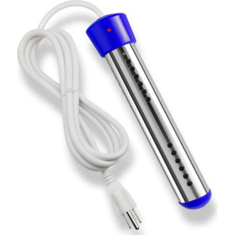 Chauffe-eau à immersion 1500 W avec grille de protection en acier inoxydable, chauffe-eau électrique submersible portable, prise américaine, bleu