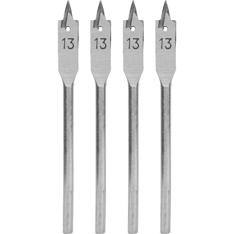 GARRYFIZH Jeu de 4 forets plats en acier à haute teneur en carbone pour le travail du bois et la quincaillerie, 13 mm