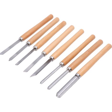 Set mit 8 Drechselwerkzeugen, Köpfe aus Manganstahl 65, Buchenholzgriffe, professionelle Holzmeißel mit Aufbewahrungskoffer (1/5)