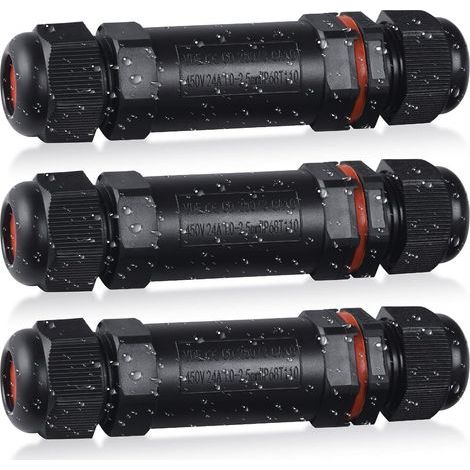 Junction Box, 3PCS Outdoor Waterproof IP68 Electrical Connector Junction Box for 2-Way Cables, Outdoor Wiring and Cable Repair or Extension for 1-3 mm Diameter Cables (1/5)