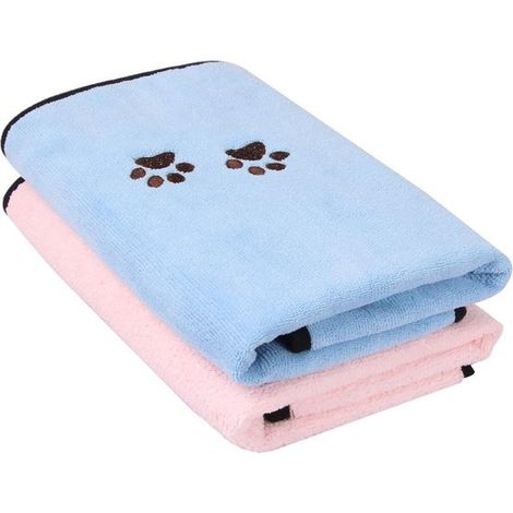 Toalla de baño para perros, 90 x 50 cm, Toalla de secado rápido para perros gatos, Toalla suave perros después baño paseo bajo lluvia, Rosa azul (1/5)