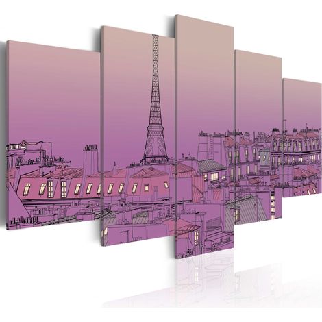 Quadro - Tramonto color lavanda sopra Parigi - 100x50 (1/4)