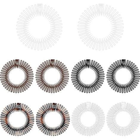 10 Pieces Stretchable Hair Comb Full Circle Comb Elastic Headband Anti-Break Plastic Circular Elegant Hair Accessories Sports Headband for Women (1/5)