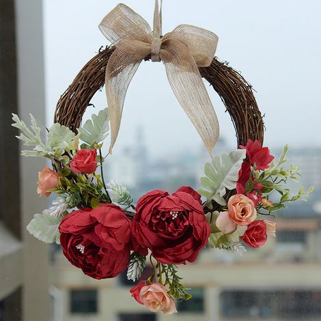 Guirlande de pivoines artificielles, décoration extérieure, guirlande pour mariage, décoration de porte d'entrée. (1/5)