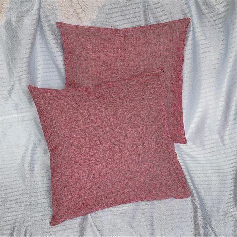 Set mit 2 karminroten Leinenkissenbezügen (45 x 45 cm) – Dekorative Kissenbezüge für Sofa, Wohnzimmer, Schlafzimmer, Büro (1/4)