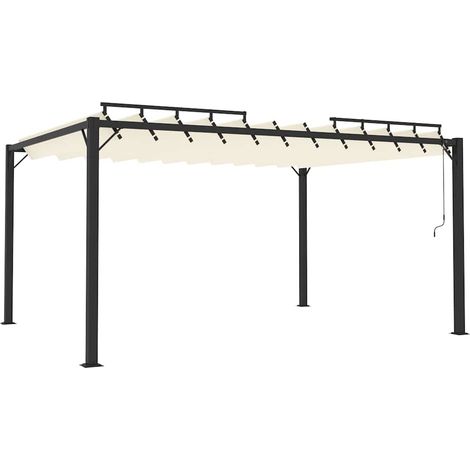 vidaXL Cenador con techo de lamas tela crema y aluminio 3x4 m (1/2)