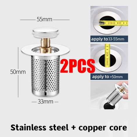 (A50 copper core 2)Washbasin Plug Anti Odor Pop-Up Bounce Core Basin Stopper Hair Catcher Shower Sink Strainer Stainless Steel Filter Bouncing Core (1/4)