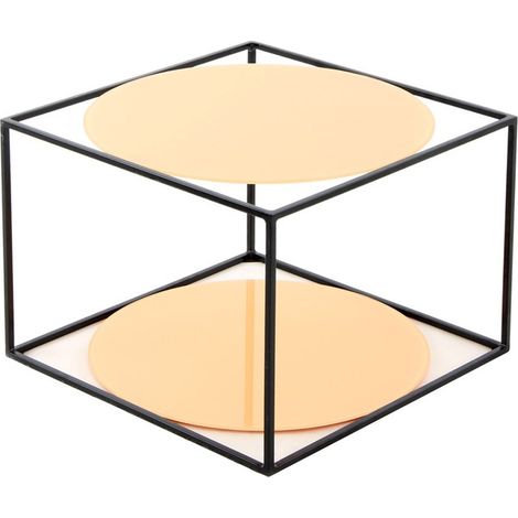 Tavolino Cody 110 in metallo nero e vetro arancio (1/3)