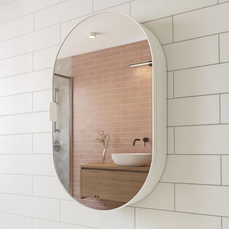 800 x 500mm Mirror Cabinet With Backlit LED Lights - Oval/Tablet (1/3)