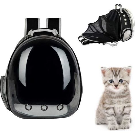 Sac à Dos Transparent Pour Chat et Chien Animal de CompagnieSac de Transport Chat Chien Respirant Avec 9 Trous D'aérationsSac 50 (1/4)