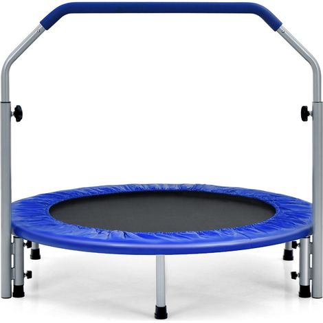 Foldable Jumping Fitness Trampoline Exercise Rebounder 4-Level Adjustable Handle
