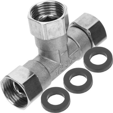Raccord de tuyau de machine à laver, vanne de dérivation à 3 voies, raccord de tuyau d'eau en acier inoxydable (yh) (1/5)