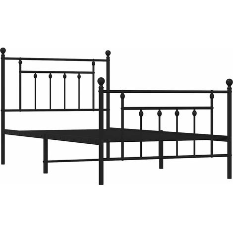 vidaXL Giroletto con Testiera e Pediera Metallo Nero 100x190 cm (1/5)