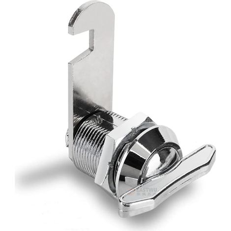 1 serrure à came Divers accessoire de portail, alliage de zinc chromé, filetage 30 mm, diamètre trou 19 mm, pour boîte aux lettres et tiroir (1/5)