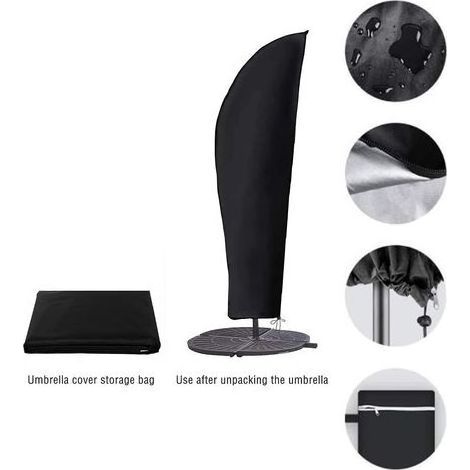 Housse de Parasol, Couverture de Parapluie de Jardin, Anti-UV/Anti-Vent/Imperméables Tissu De Oxford Housse de Protection, Housse de Parasol de Plage Extérieure Respirante 205CM(255748CM)