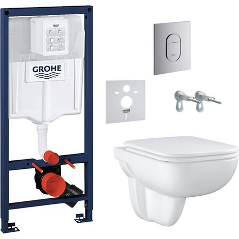 Rapid SL pack WC bâti-support + WC suspendu sans bride Grohe avec abattant SoftClose + plaque (GRGRSEWR02FR-FS)