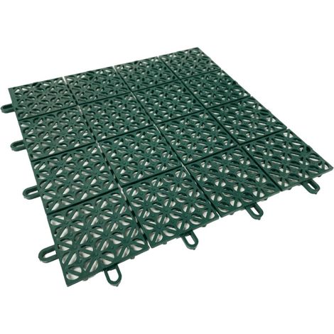 Ezooza MultiFlex – 11 Piastrelle Drenanti Flessibili per Esterni (1 m²), 30x30 cm, Plastica Riciclata, Colore: Verde