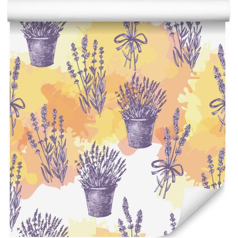 Papel pintado de lavanda para salón y dormitorio, 50x1000 cm. (1/5)