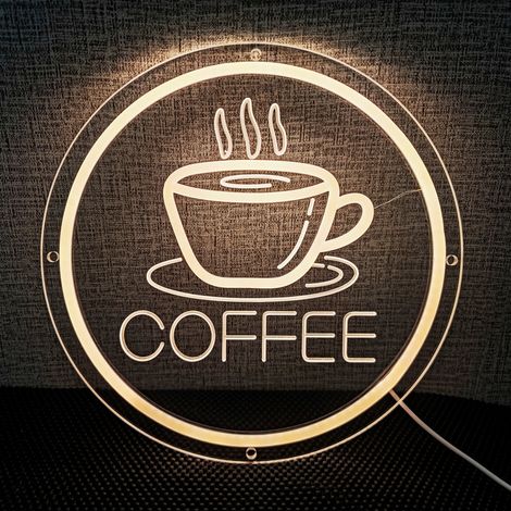 Lumière de Signe de Forme de Néon de café, plaque de Base acrylique transparente, Interface USB, lumière de cadeaud'anniversaire de fête de décor (1/5)