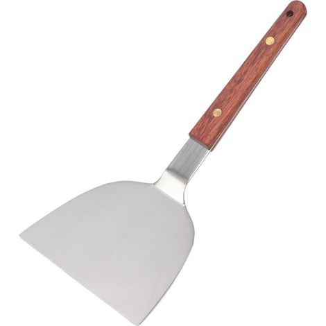 Spatule de barbecue multifonction en acier inoxydable avec manche en bois pour steak, poisson, raviolis et œufs, 120 mm / 4,7 pouces