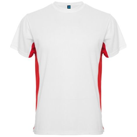 Camiseta técnica de manga corta a dos colores laterales a contraste TOKYO ROLY S Blanco/Rojo (1/3)