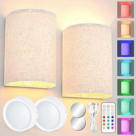 Appliques Murales Rechargeables 13 Couleurs Variables, Applique Murale à Intensité Variable avec TéLéCommande, Lampe Murale pour (1/4)
