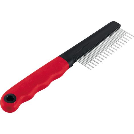 Ferplast Pettine per Cani e Gatti 2 in 1 Pelo Medio e Lungo, Denti Cromati Arrotondati, Manico Antiscivolo